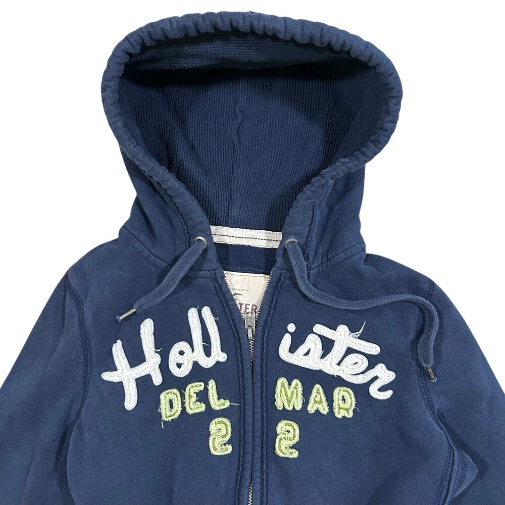 Vintage Y2K Hollister Hoodie Women’s Medium Full Zip Thermal Hood Embroidered - Picture 2 of 4
